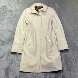 VTG MARVIN RICHARDS Cream Textured Faux Leather Button Front Coat Jacket Women S